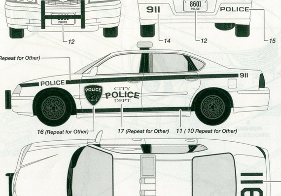 Chevrolet Impala Police Car (2005) (Шевроле Импала Полиc Кар (2005)) - чертежи (рисунки) автомобиля